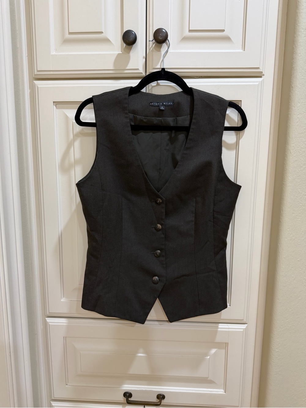 ANTONIO MELANI Dark Brown Textured Tailored Vest